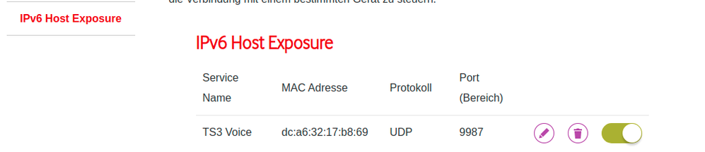 IPv6 Host Exposure Konfiguration