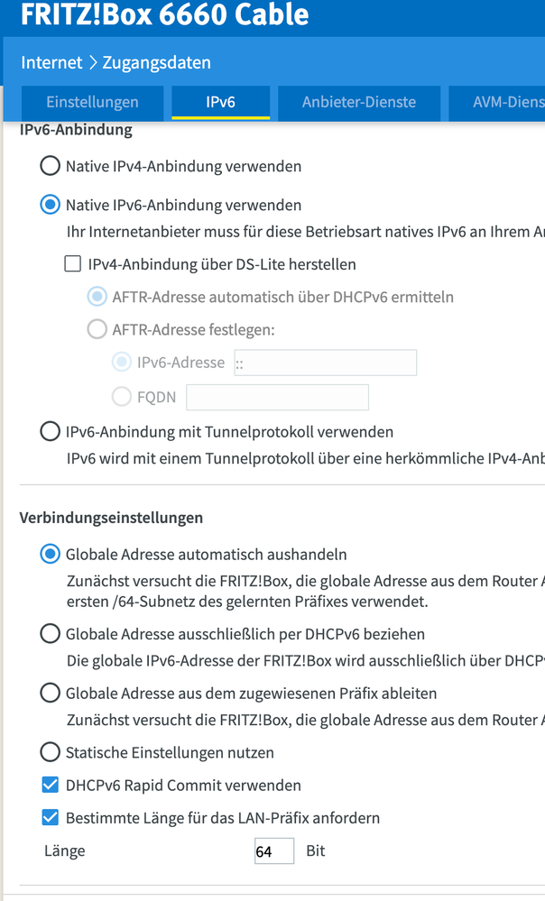 IPv6 / 4 Einstellungen