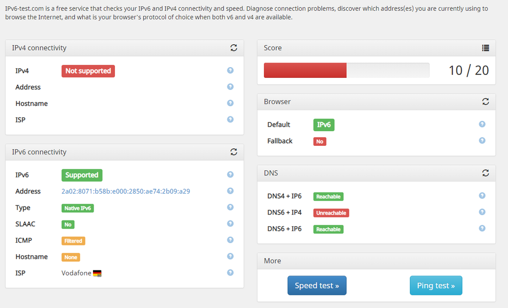 IPv6-test.com sagt keine IPv4