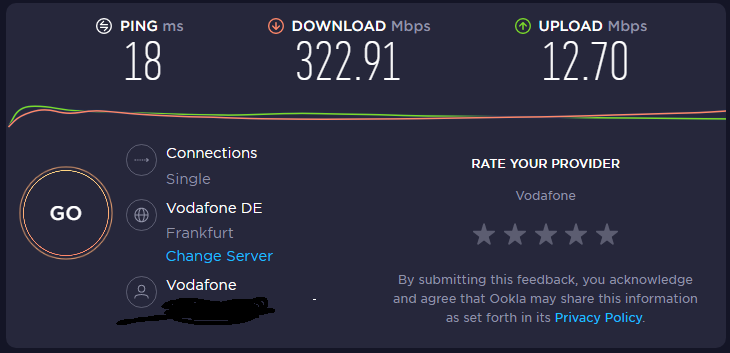 Speedtest 8.02.2022 18:03 Uhr