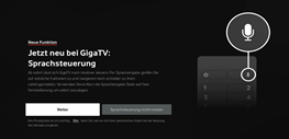 Hinweis Sprachsteuerung auf der GigaTV 4k Box