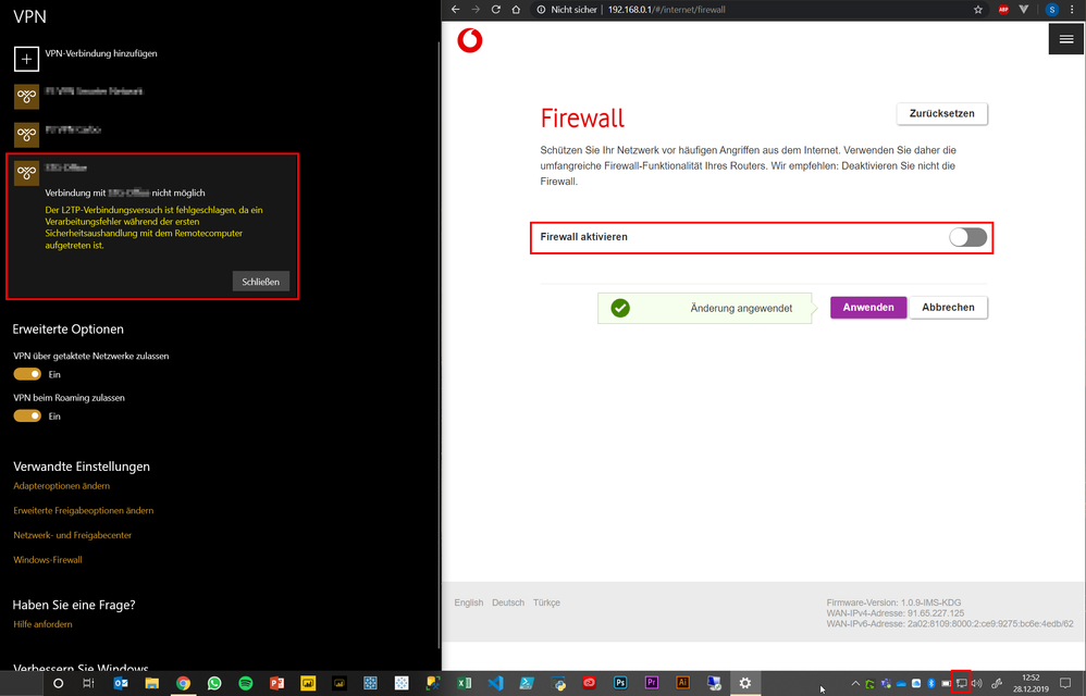VPN Fehlermeldung (Ohne Firewall + LAN)